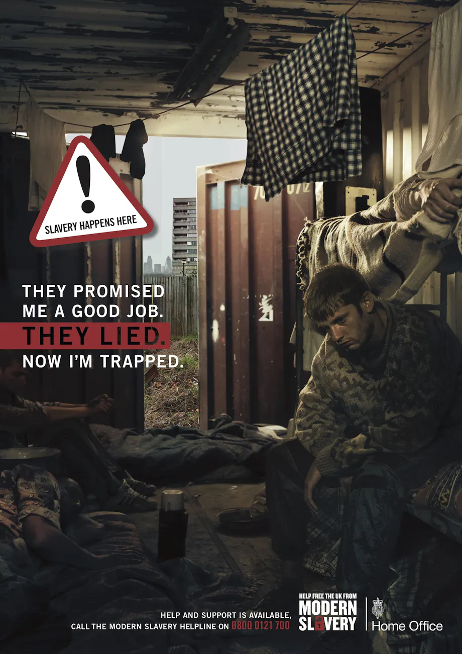 Slavery warning poster